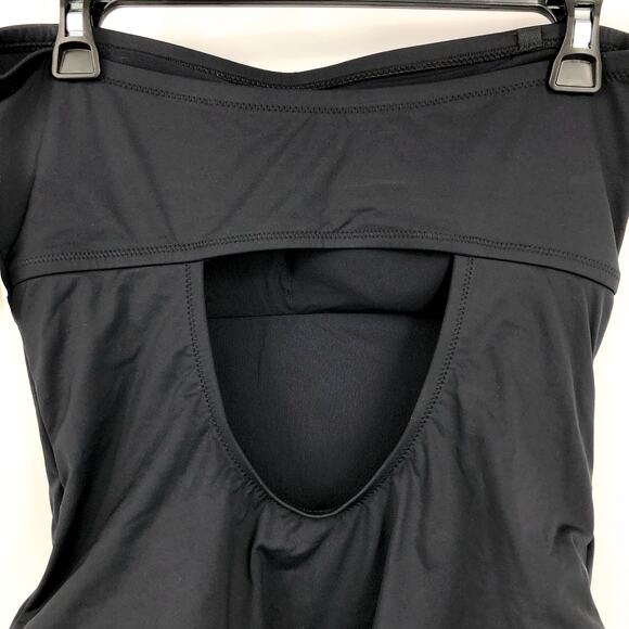 TOMMY BAHAMA Palm Modern Bandeau One Piece Swimsuit Size 8 Black Cut Out NWT - Picture 7 of 10
